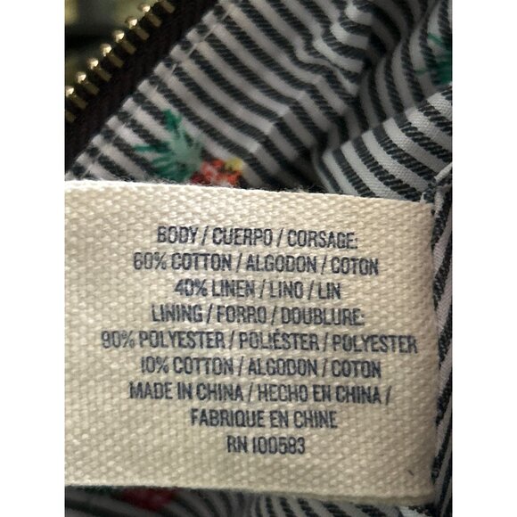 Tommy Bahama Navy & White Linen Blend Floral Embroidered Wristlet Clutch Bag - Picture 6 of 8